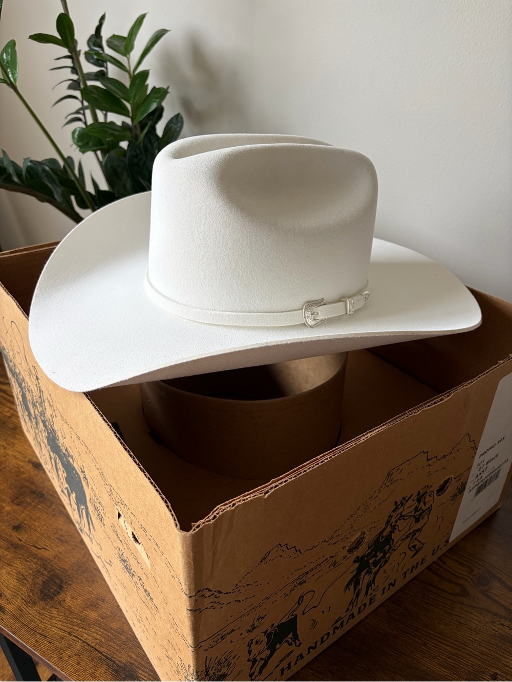 Resistol Pageant 4X Felt Cowboy Hat with Stetson Hat Box Bridal Western 7 1/8
